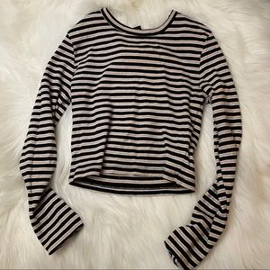 Striped long sleeve crop top